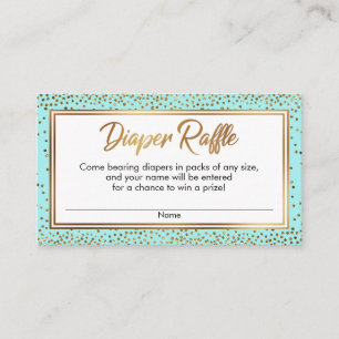 Tarjetas de boletos de rifa de pañales con confeti