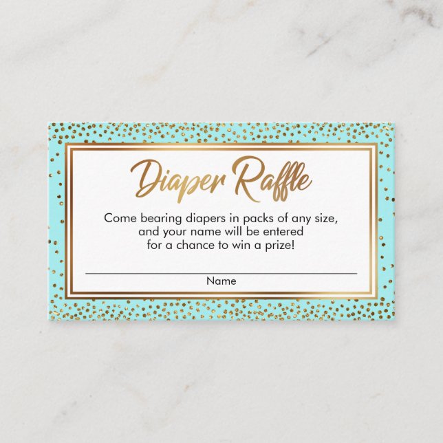 Tarjetas de boletos de rifa de pañales con confeti (Anverso)