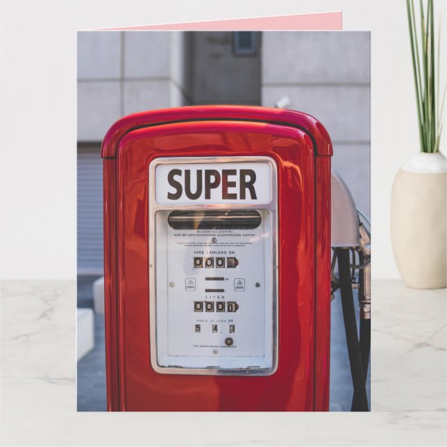 TARJETAS DE BOMBA DE GAS DE RETRO SUPER CUMPLEAÑOS (Anverso)