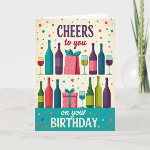 Tarjetas de Botellas de Cumpleaños Vibrantes