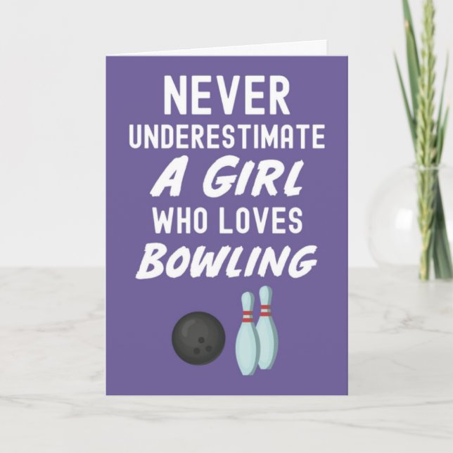 Tarjetas de Bowling Moradas Lindas para Bebés y Ni (Anverso)