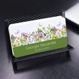 Tarjetas de branding de paisajista botánico con ac