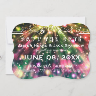 Tarjetas de Brilliant Fireworks Wedding Save the D