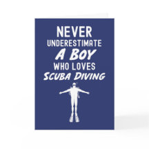 Tarjetas de buceo azul marino para niños buzos océ