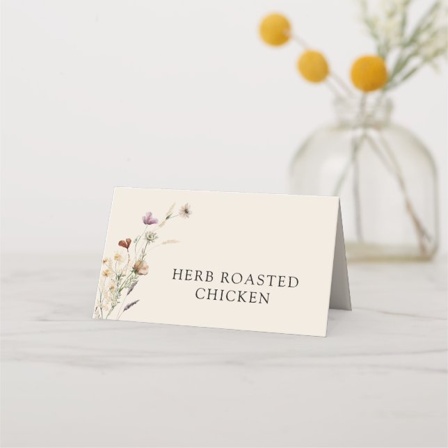 Tarjetas de buffet para la comida del Boho Wildflo (Anverso)