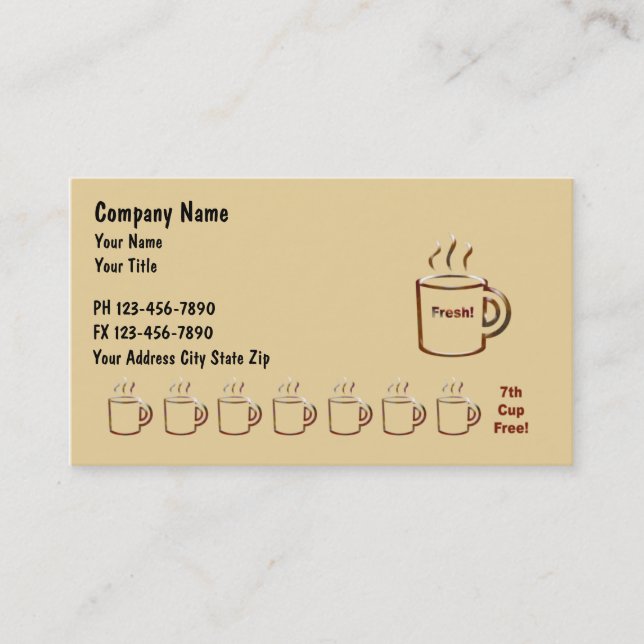 Tarjetas de Businss del café (Anverso)