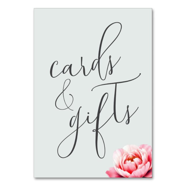 Tarjetas de Caligrafía Floral Gris Sereno (Anverso)