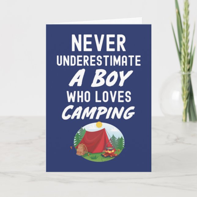 Tarjetas de camping azules lindas para bebés y niñ (Anverso)