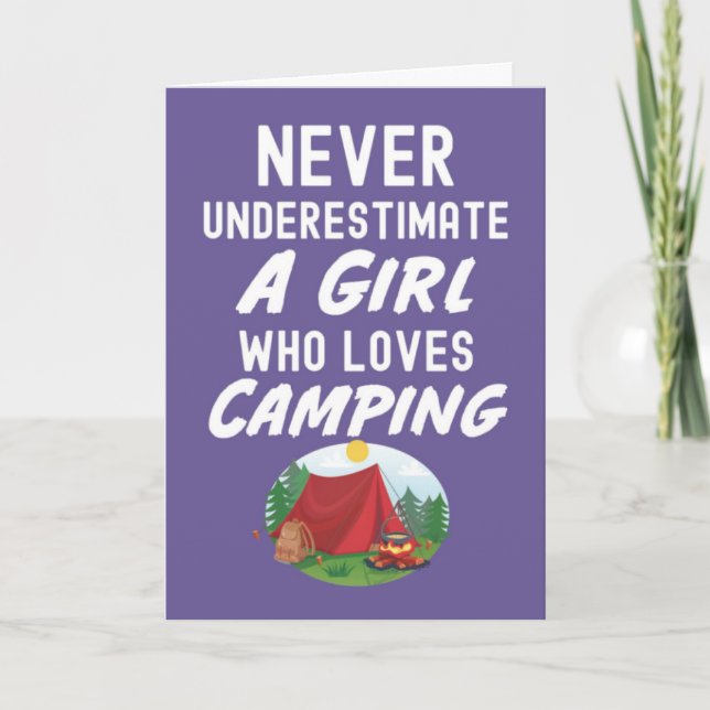 Tarjetas de camping rosadas lindas para niñas pequ (Anverso)