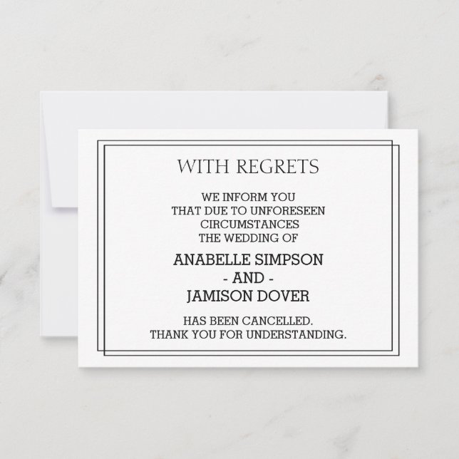 Tarjetas de cancelación de anuncio de boda (Anverso)