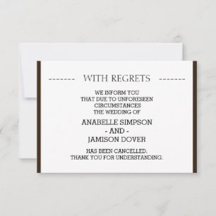 Tarjetas de cancelación de anuncio de boda