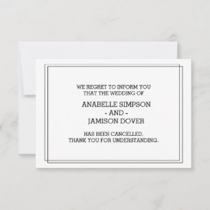 Tarjetas de cancelación de anuncio de boda