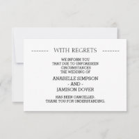 Tarjetas de cancelación de anuncio de boda