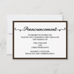 Tarjetas de cancelación de anuncio de boda