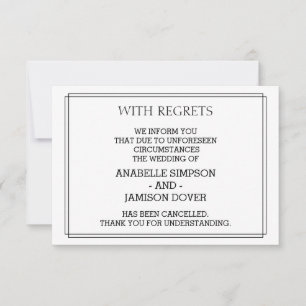 Tarjetas de cancelación de anuncio de boda