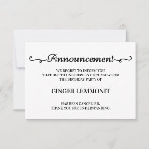 Tarjetas de cancelación de fiesta de cumpleaños