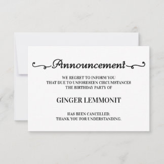 Tarjetas de cancelación de fiesta de cumpleaños