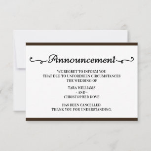 Tarjetas de cancelación de Invitación de boda