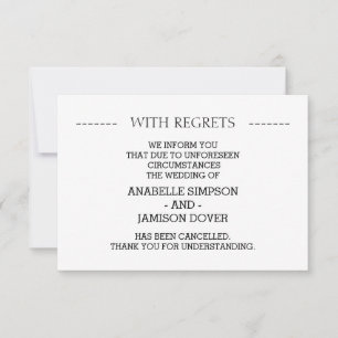 Tarjetas de cancelación de Invitación de boda
