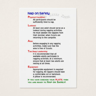 Tarjetas de capacitación "Nap on Safety"