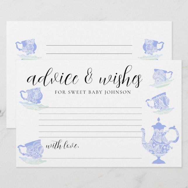 Tarjetas de cápsula de tiempo de Baby Shower Tea C (Anverso / Reverso)