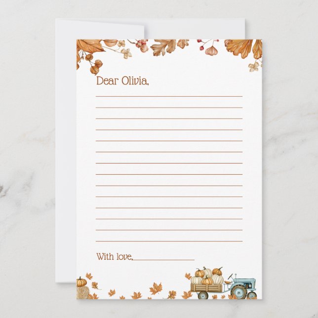 Tarjetas de cápsula de tiempo de calabazas, hojas  (Anverso)