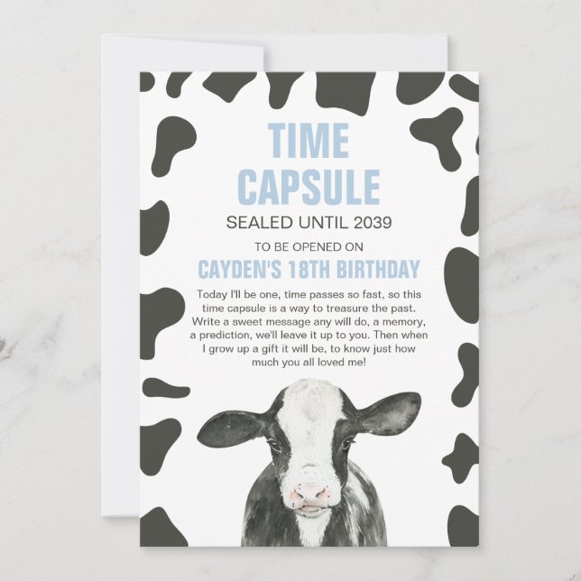 Tarjetas de cápsula de tiempo del primer cumpleaño (Anverso)