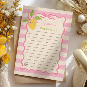 Tarjetas de cápsula del tiempo rosa para el 1er cu