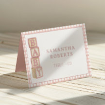 Tarjetas de carpa editables Bloques de bebé Rosa p
