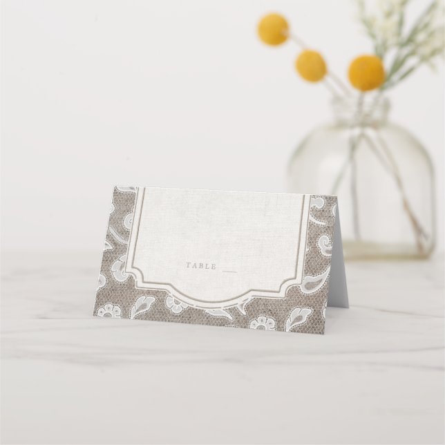 Tarjetas de casa de campo rústico con encaje y arp (Anverso)