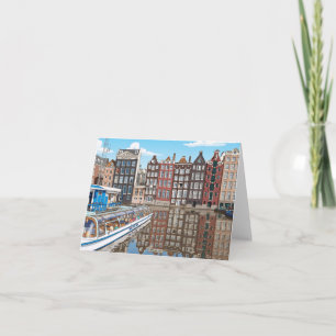 tarjetas de casas junto al canal de Ámsterdam