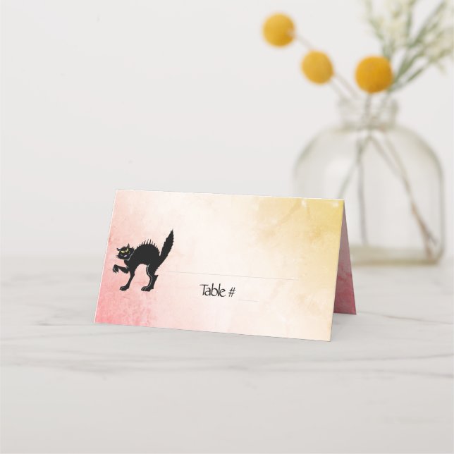 Tarjetas de Cat Place de Halloween en negro (Anverso)