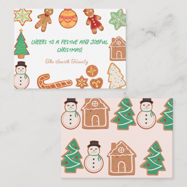 Tarjetas de celebración de cookies para navidades (Anverso / Reverso)