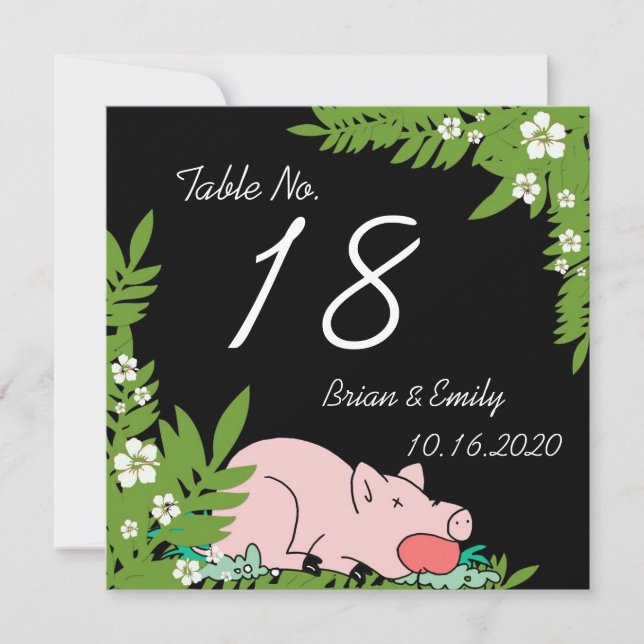 Tarjetas de cena de boda de cerdo divertidas perso (Anverso)