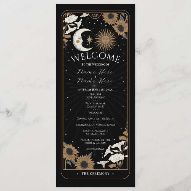 Tarjetas de Ceremonia de Boda Tarot de Bienvenida  (Anverso)