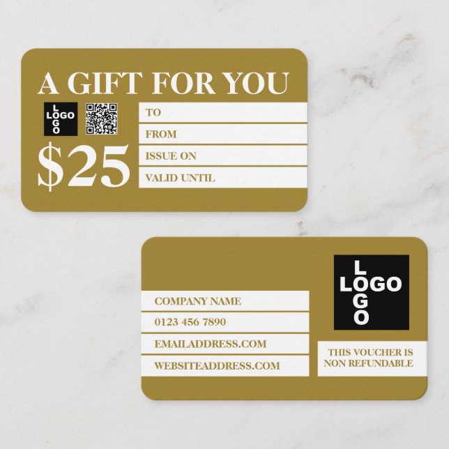 Tarjetas de certificado de regalo modernas en blan (Anverso / Reverso)
