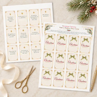 Tarjetas de Charadas de Navidad para Fiesta Famili
