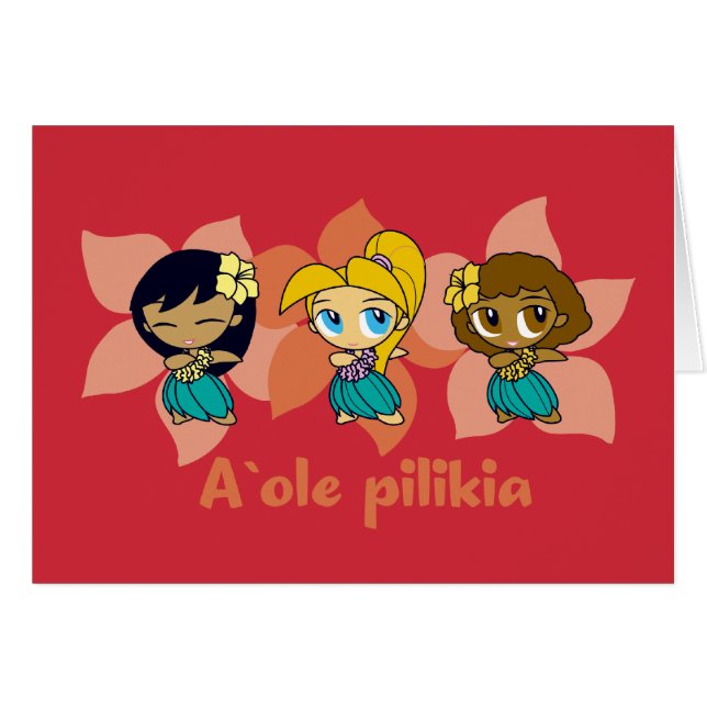 Tarjetas de chicas hula de "Aloha Honeys" en rojo (Anverso (Horizontal))