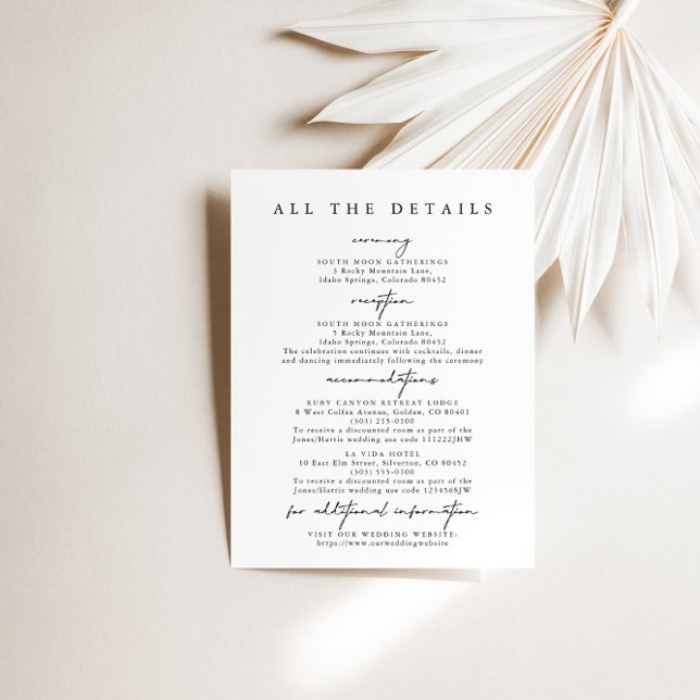 Tarjetas de cierre de Boda simple y moderna (Modern Simple Wedding Detais Enclosure Cards)