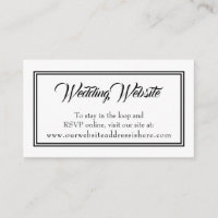 Tarjetas de cierre web simples de Boda blanco negr