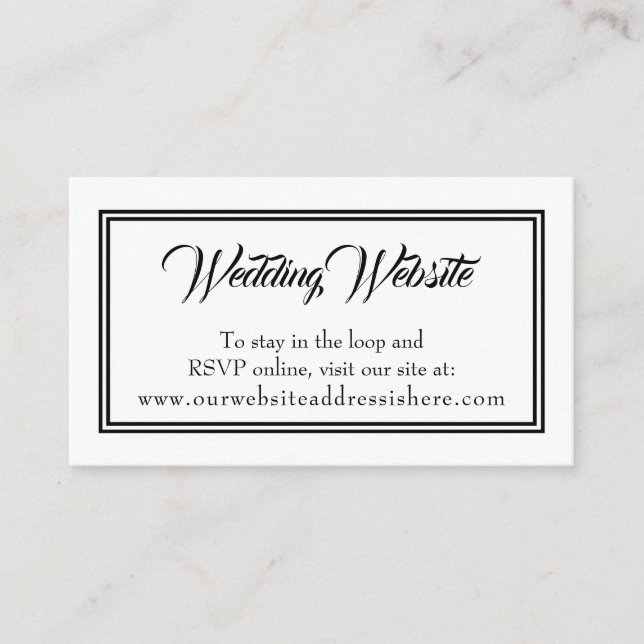 Tarjetas de cierre web simples de Boda blanco negr (Anverso)
