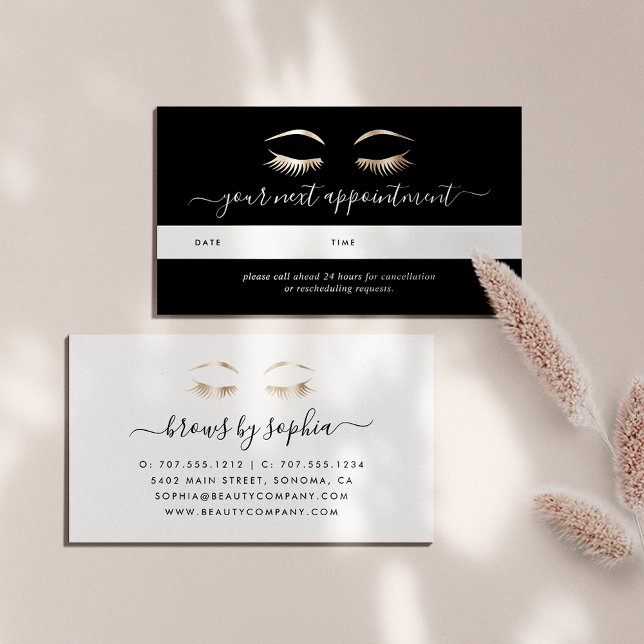 Tarjetas de cita Black & Gold Lashes & Brows (Subido por el creador)