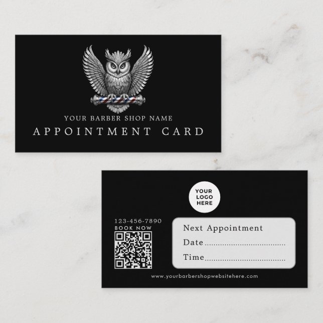 Tarjetas de cita con código QR de la Barbería Silv (Anverso / Reverso)