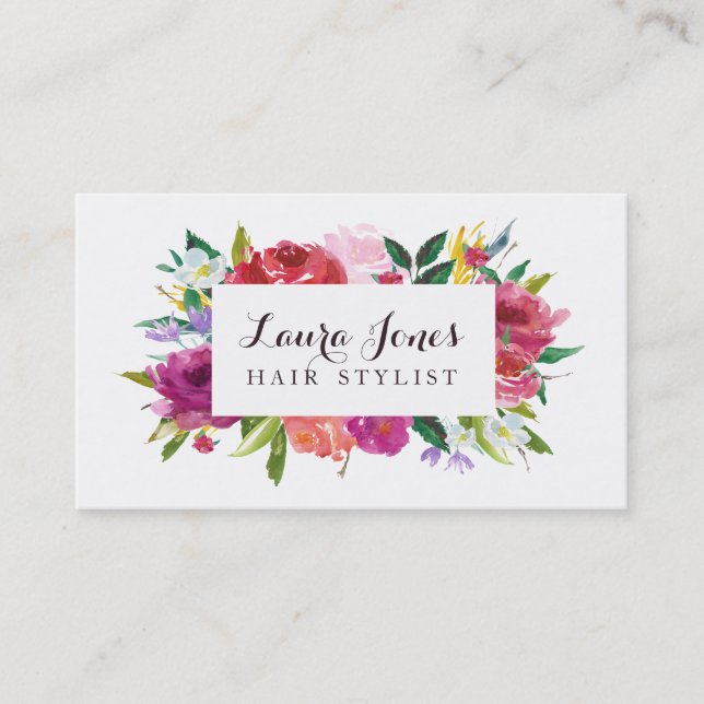 Tarjetas de cita con estilo de pelo floral acuarel (Anverso)