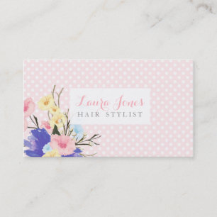Tarjetas de cita con estilo de pelo floral acuarel
