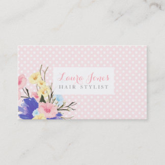 Tarjetas de cita con estilo de pelo floral acuarel