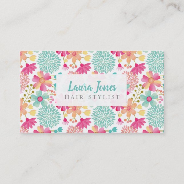 Tarjetas de cita con estilo Floral Pintadas (Anverso)