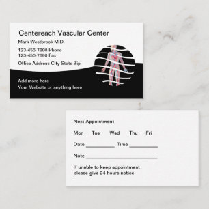 Tarjetas de cita de cuidado de venas vasculares el