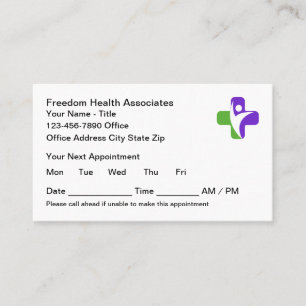 Tarjetas de cita de la Oficina Médica de Salud