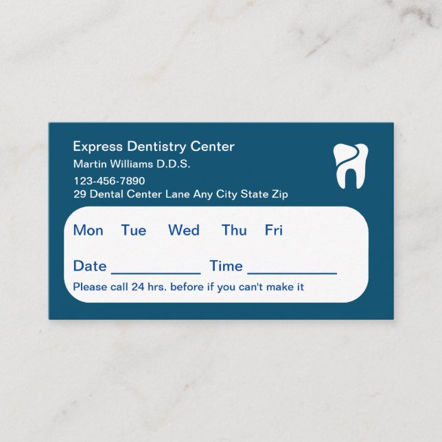 Tarjetas de cita de la oficina moderna de Dentista (Anverso)